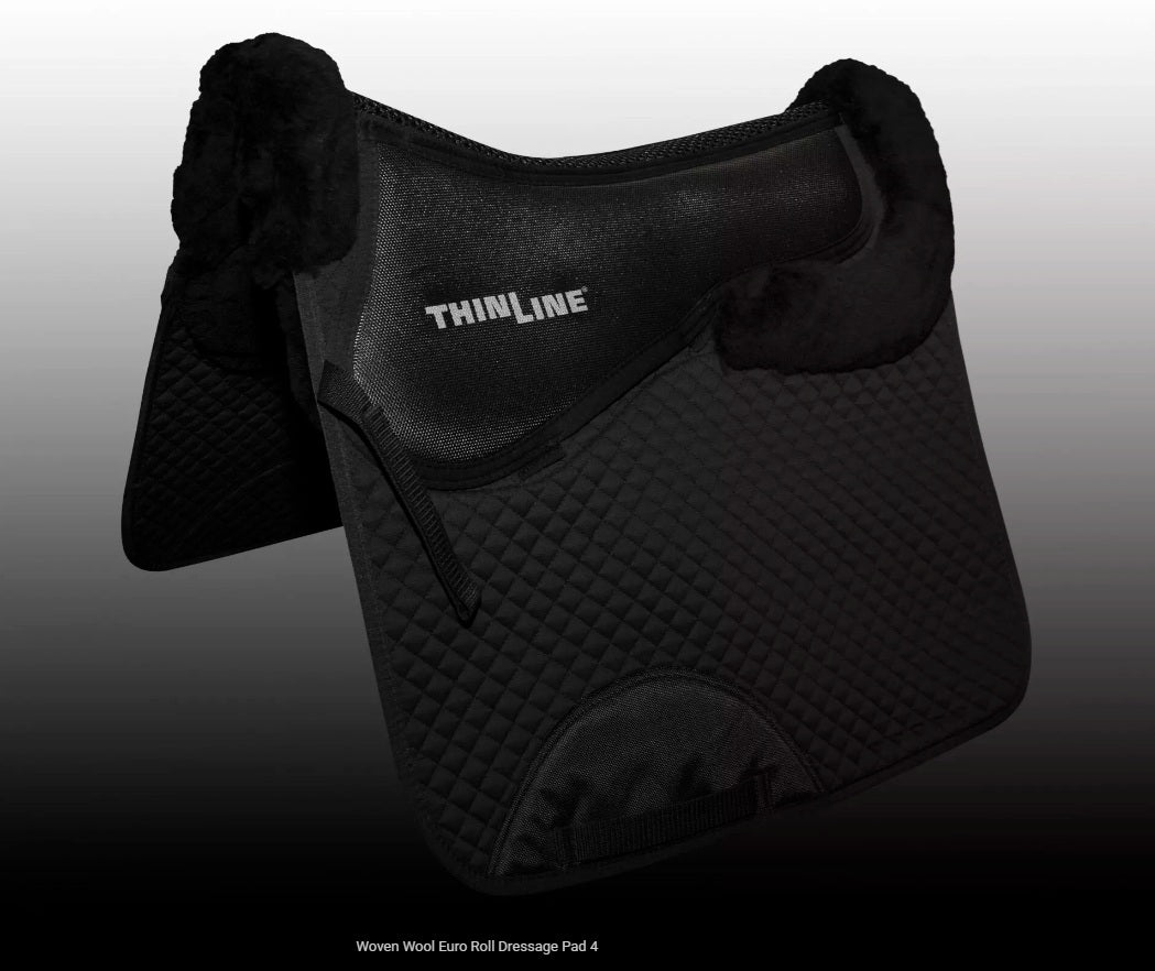 Euro Roll Wool Dressage Square Pad Black